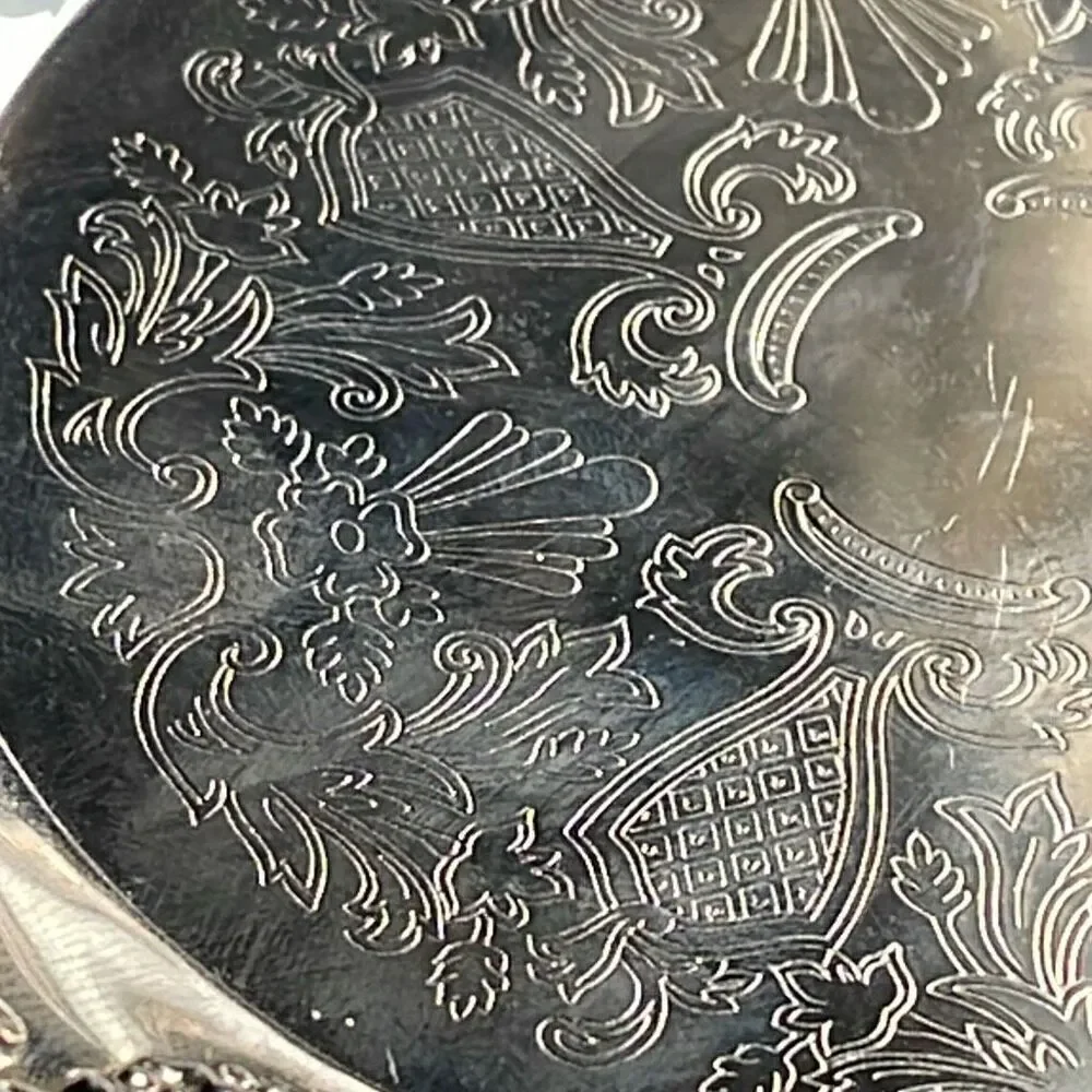 VTG Hong Kong etched grape leaves wine bottle coaster.